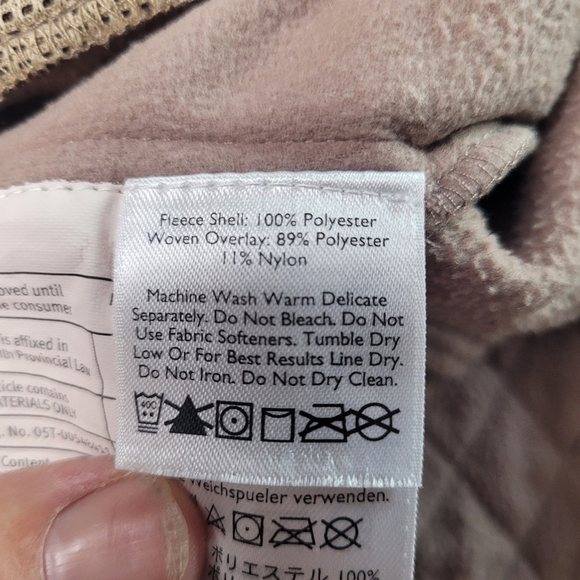 Eddie Bauer Sport Shop Fullzip Beige Taupe Fleece/ Canvas Jacket Women's Large - Picture 11 of 13